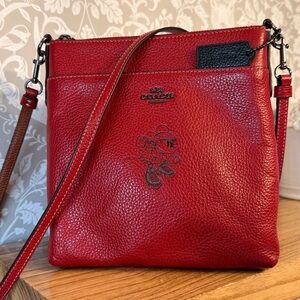Coach Disney Kitt Crossbody Minnie Mouse Red Gunmetal Hardware Hangtag #37534